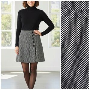 Talbots Vintage 90s 100% Wool A-Line Skirt Mini Dot Classic Preppy Jacquard Sz 4